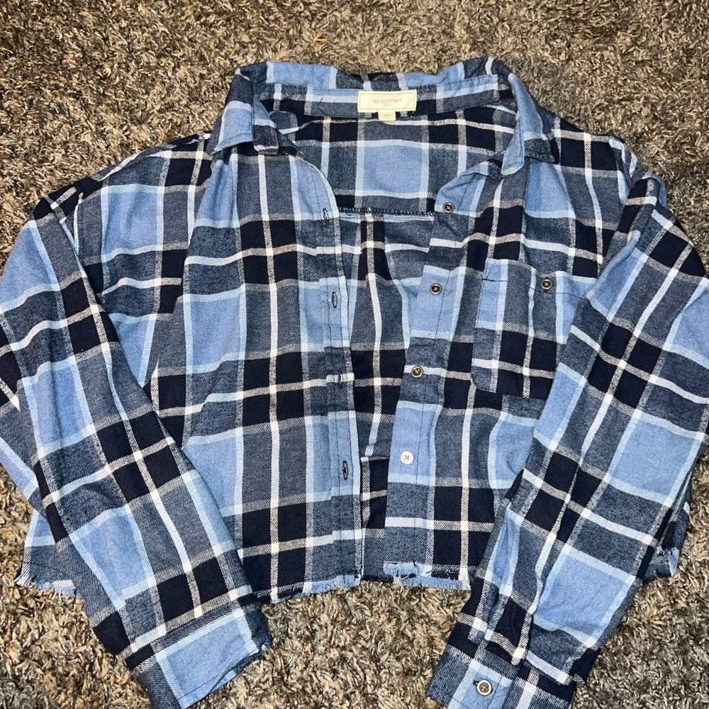 Blue flannel crop top